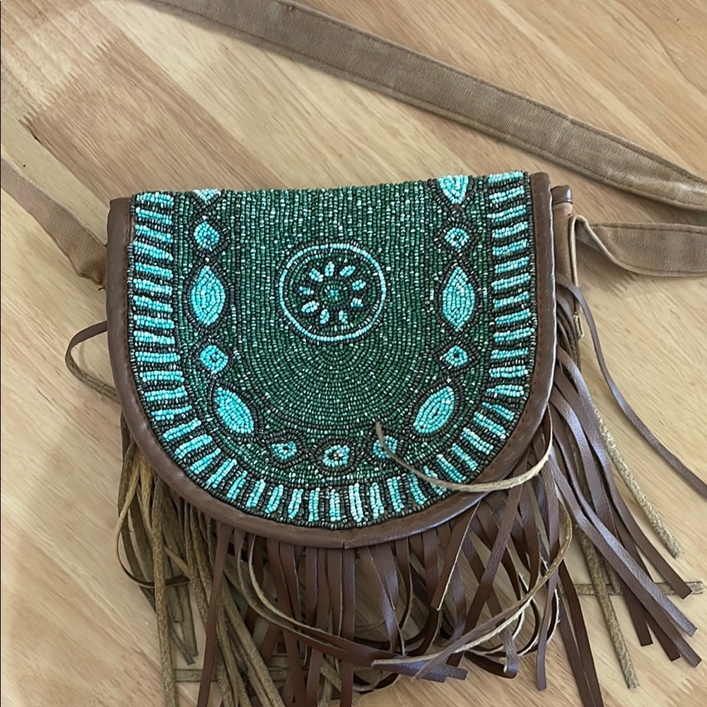 Beaded Fringe Crossbody Bag